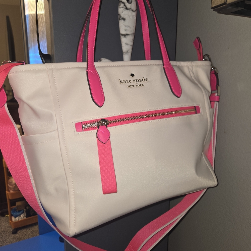 Kate Spade Light Pink And Neon Tote with Pink Accents - Picture 2 of 4